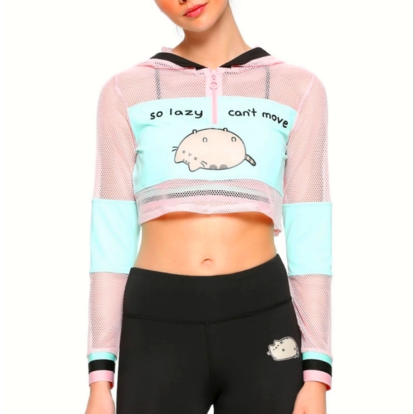 Pusheen Tops - Pusheen Crop Top Hoodie
